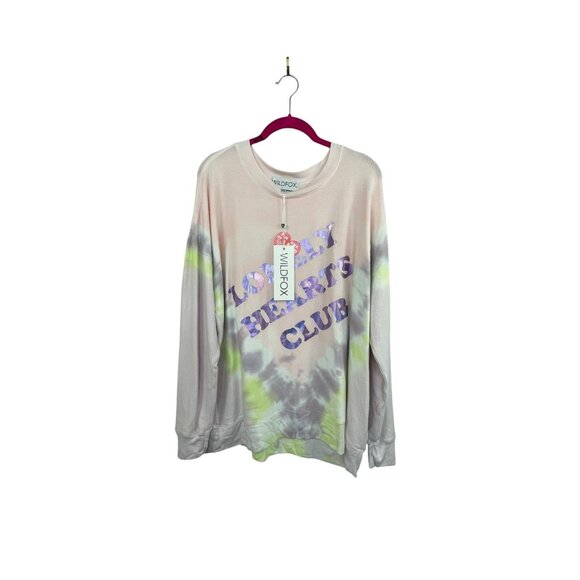 Wildfox Lonely Hearts Club Sweatshirt Tie Dye Pullover XS New With Tags - Picture 2 of 6